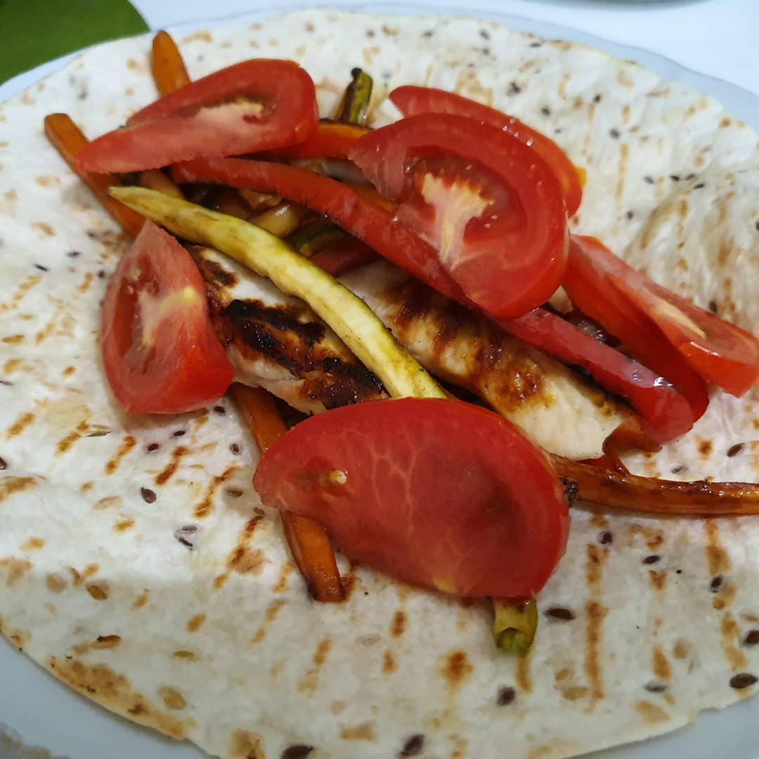 Grill night with fresh chicken wrap with chicken brest, grilled